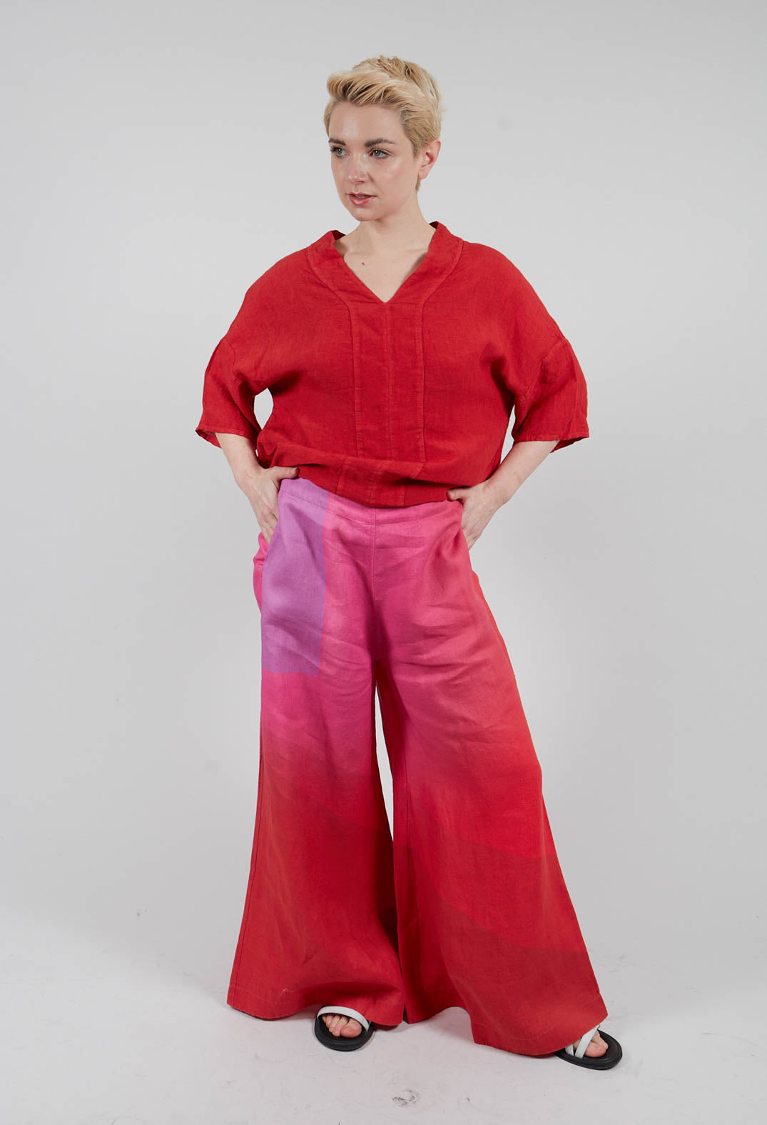 High-Waisted Maki Pants in Bright Red