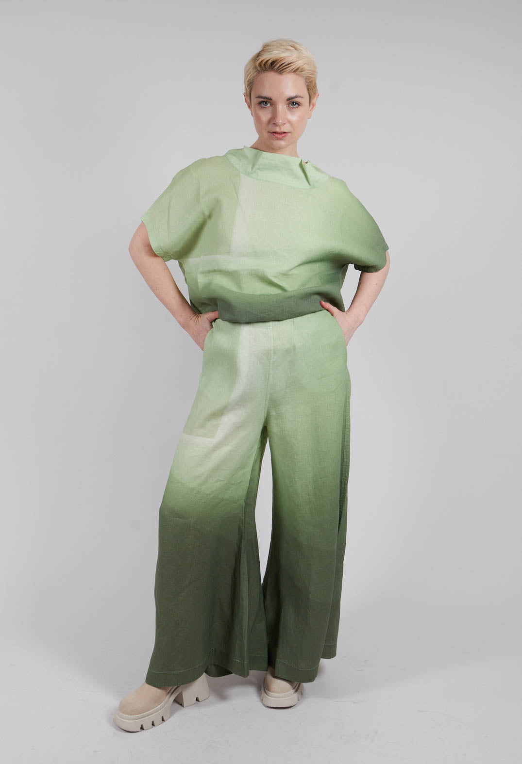 High-Waisted Maki Pants in Spring Green