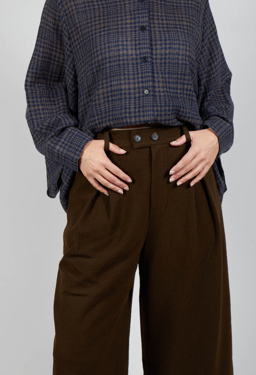 High Waisted Trousers in Brown