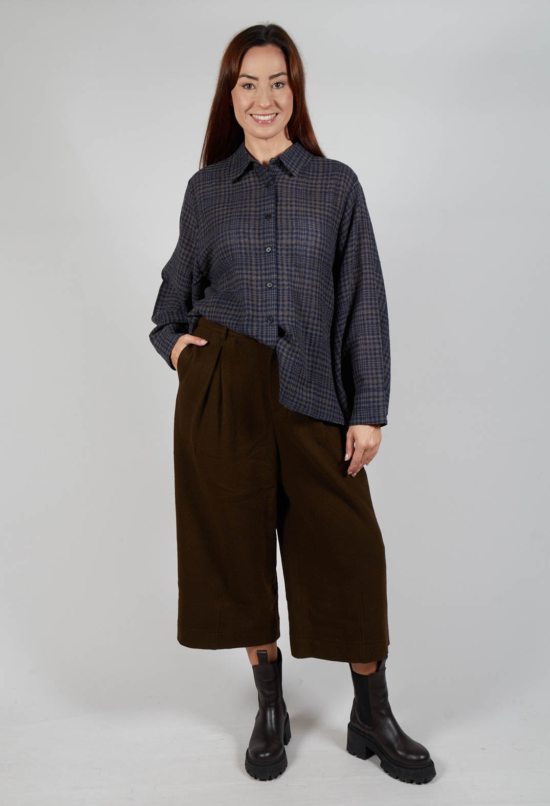 High Waisted Trousers in Brown