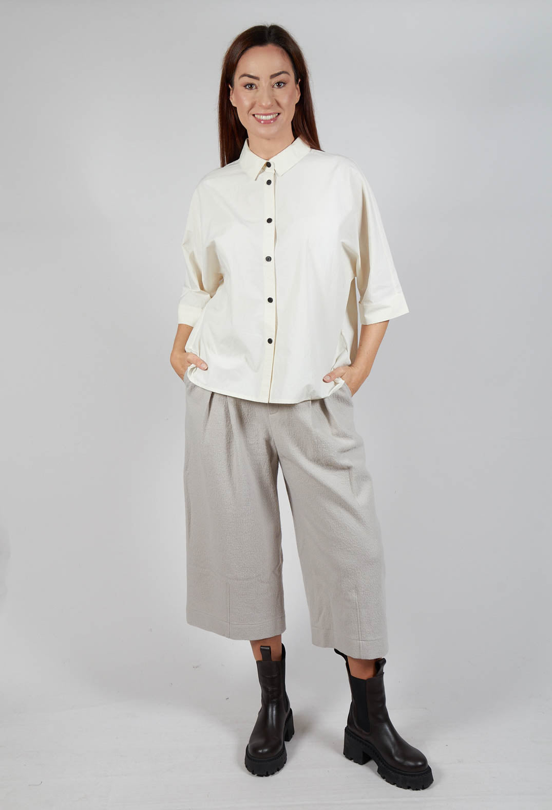 High Waisted Trousers in Cream