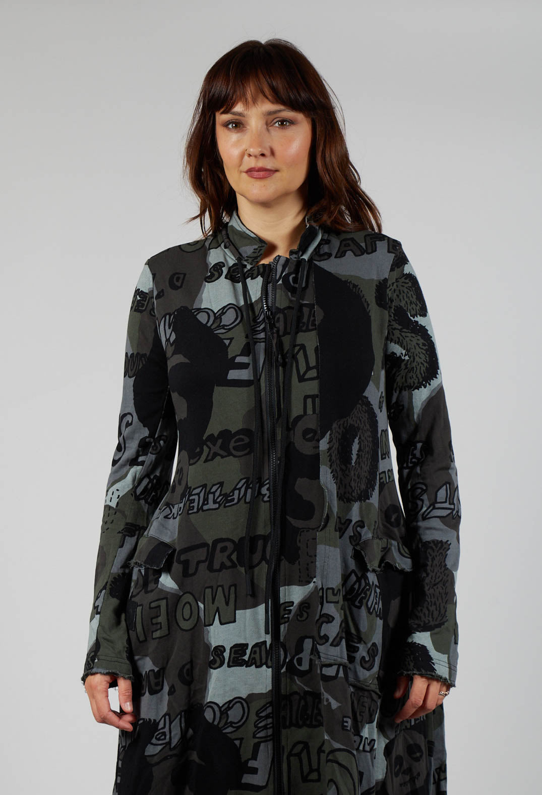 Hooded Jersey Coat in Multicolour