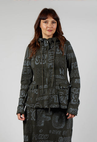 Hooded Jersey Jacket in Jungle Shiny Print