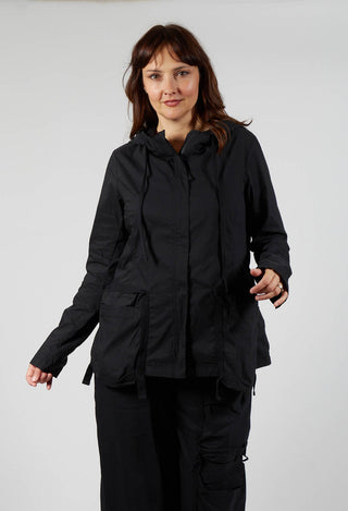 Hooded Utility Jacket in Black