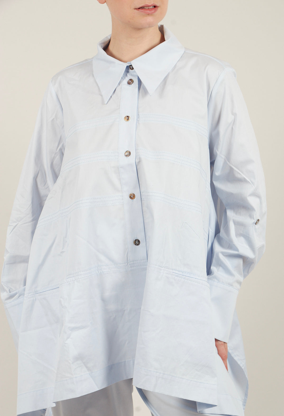 Horizontal Line Shirt in Ice Blue