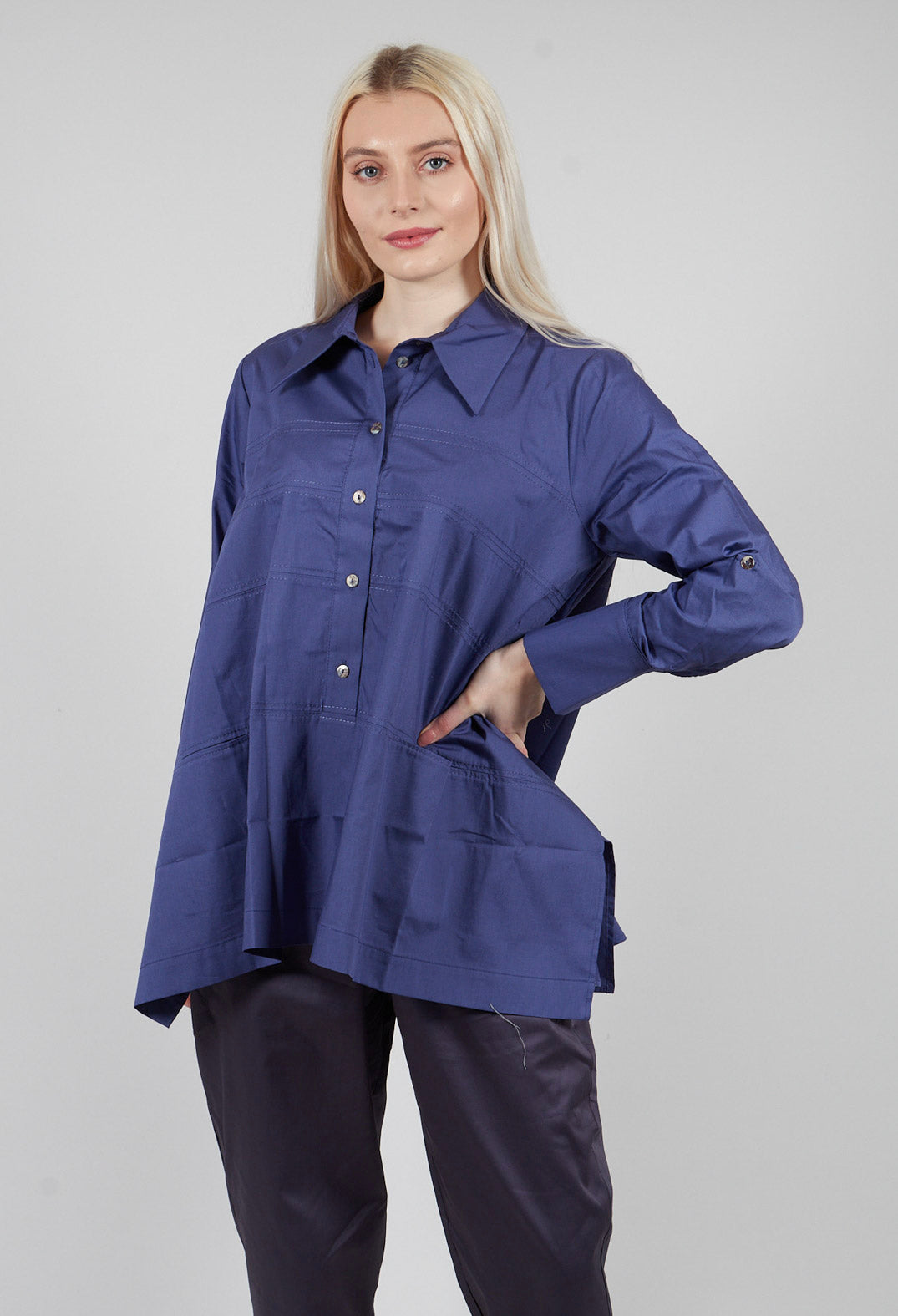 Horizontal Line Shirt in Indigo