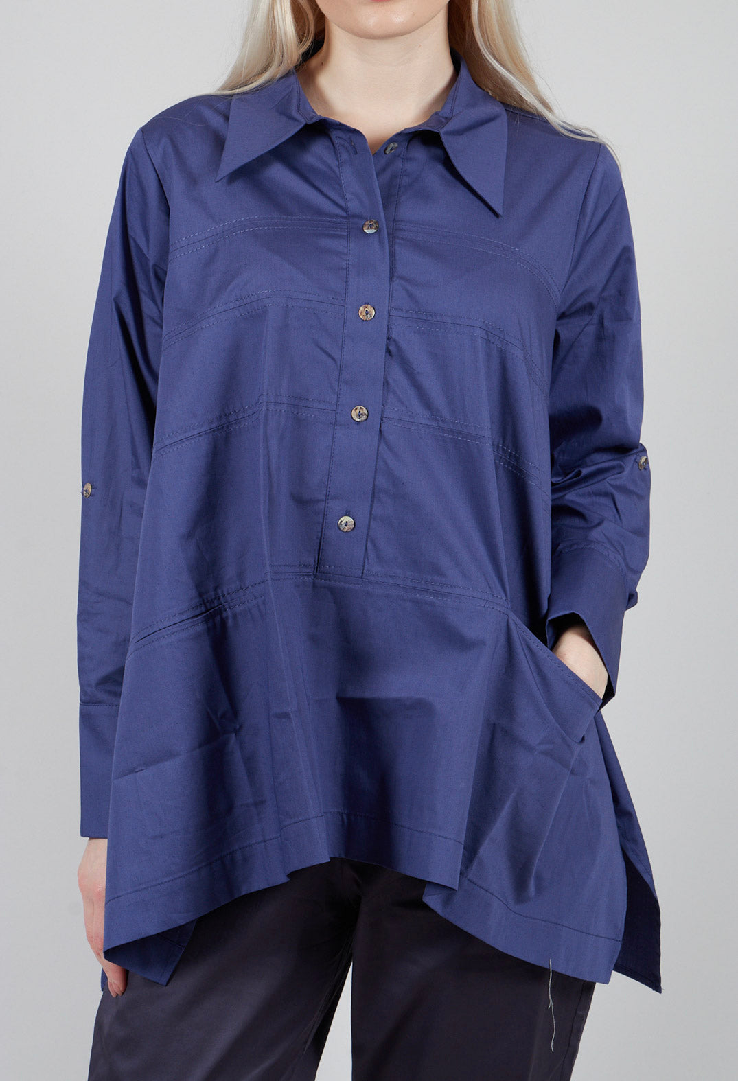 Horizontal Line Shirt in Indigo