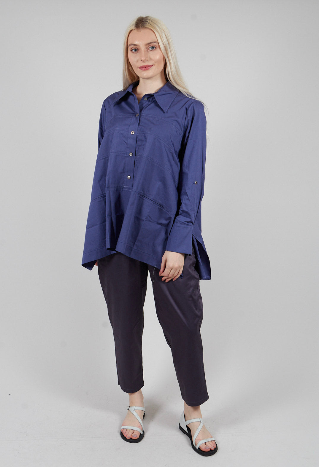 Horizontal Line Shirt in Indigo