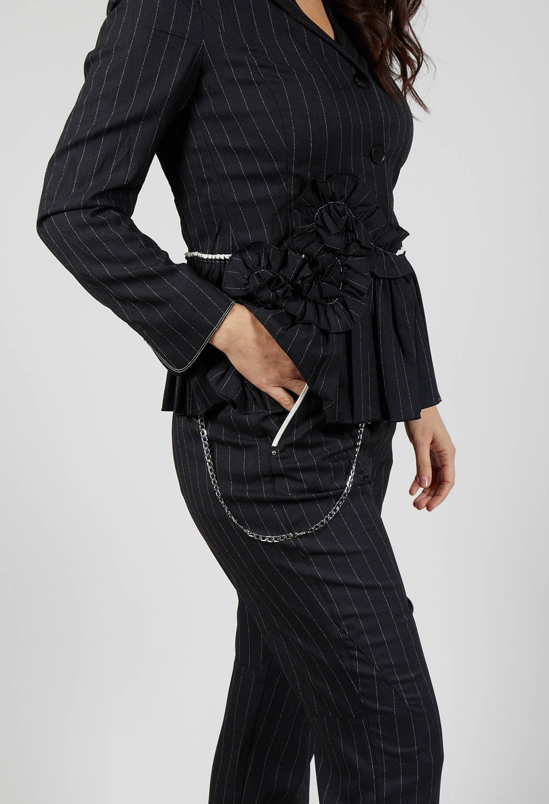 Hyper Trousers in Black Pinstripe