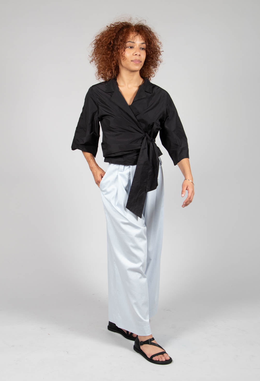 Tailored Wide Leg Trousers in Blue