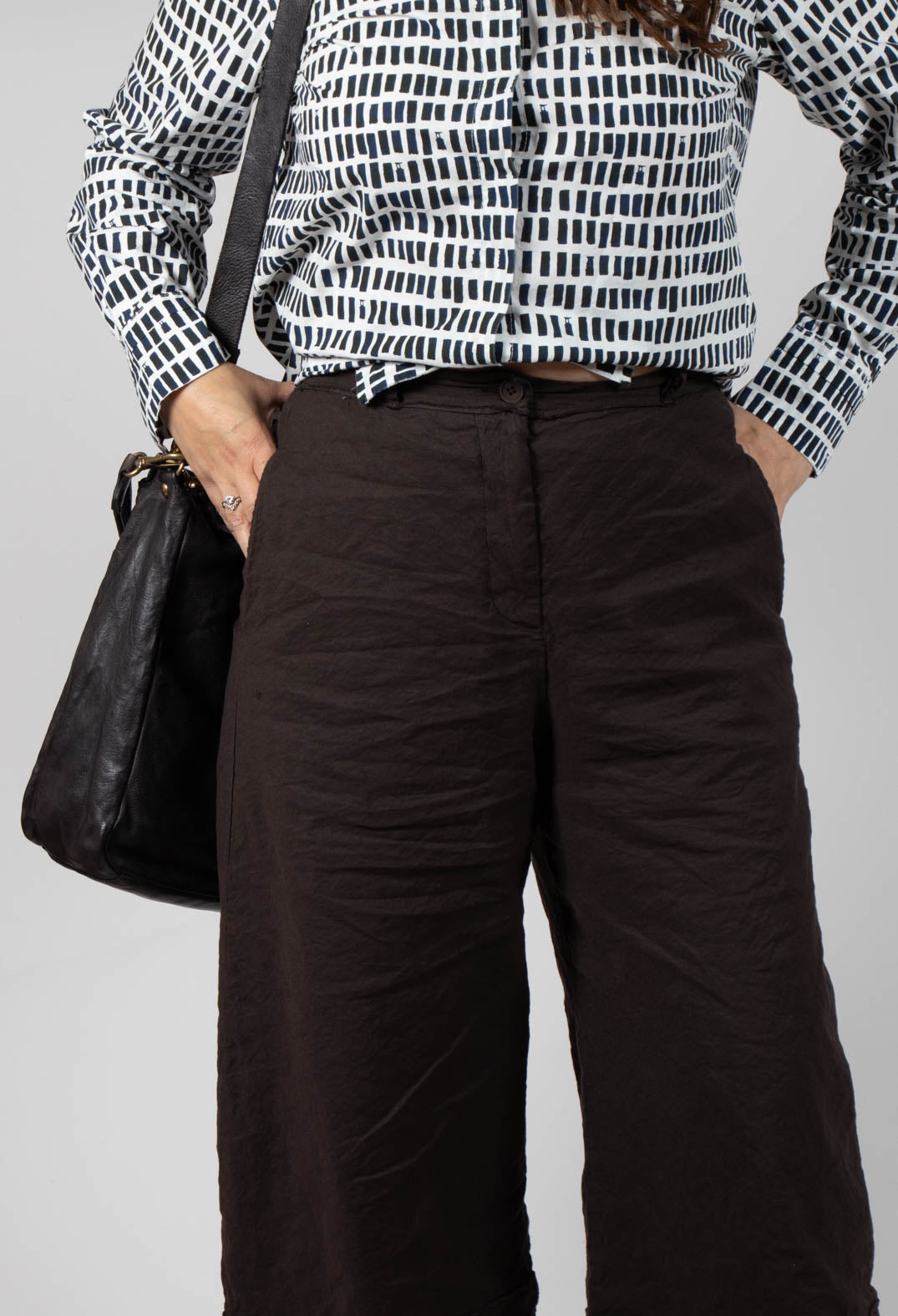 Wide Leg Trousers in Ebano