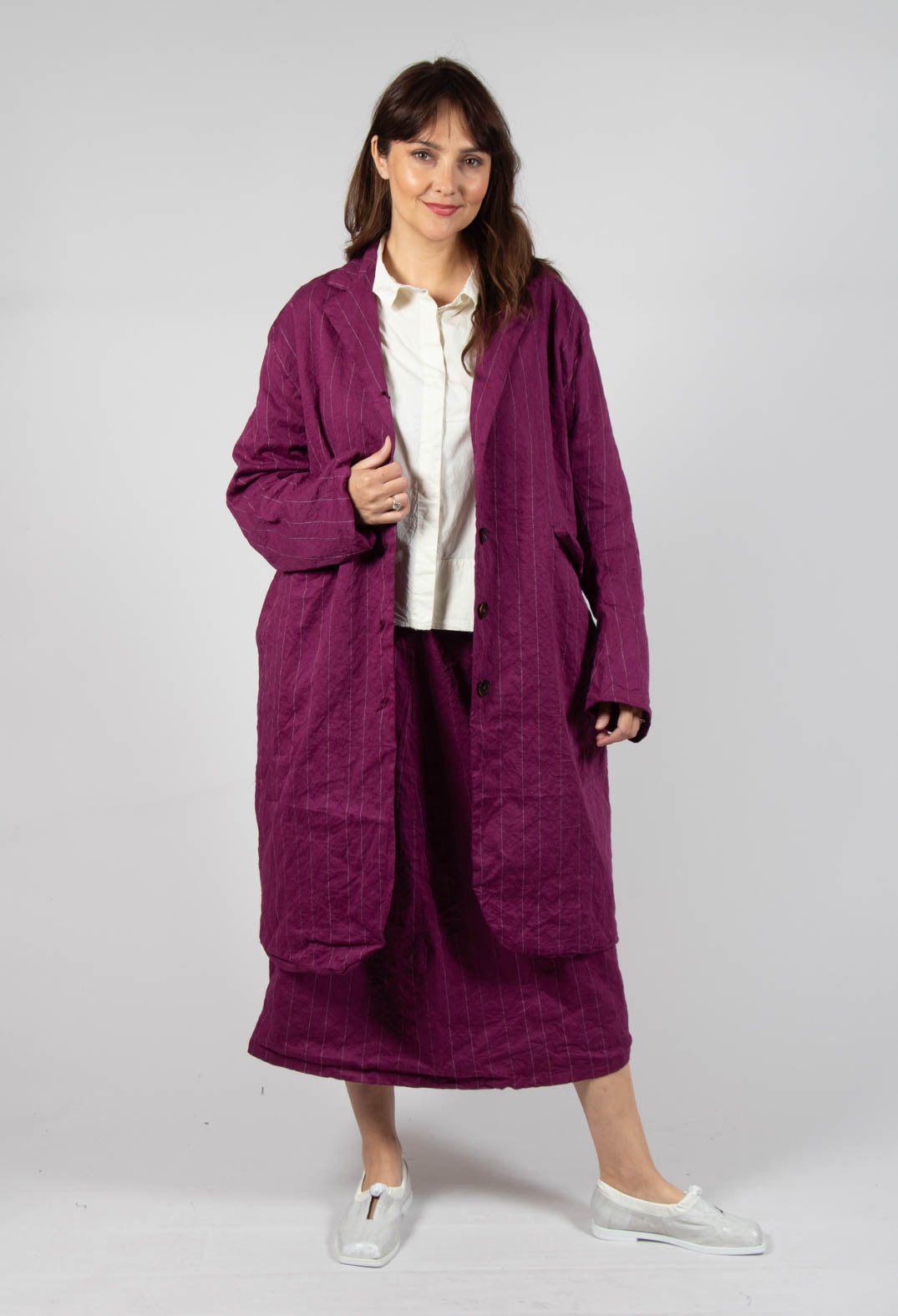 Marta Coat in Mulberry Stripe