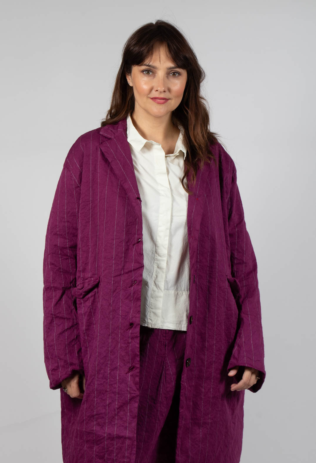 Marta Coat in Mulberry Stripe