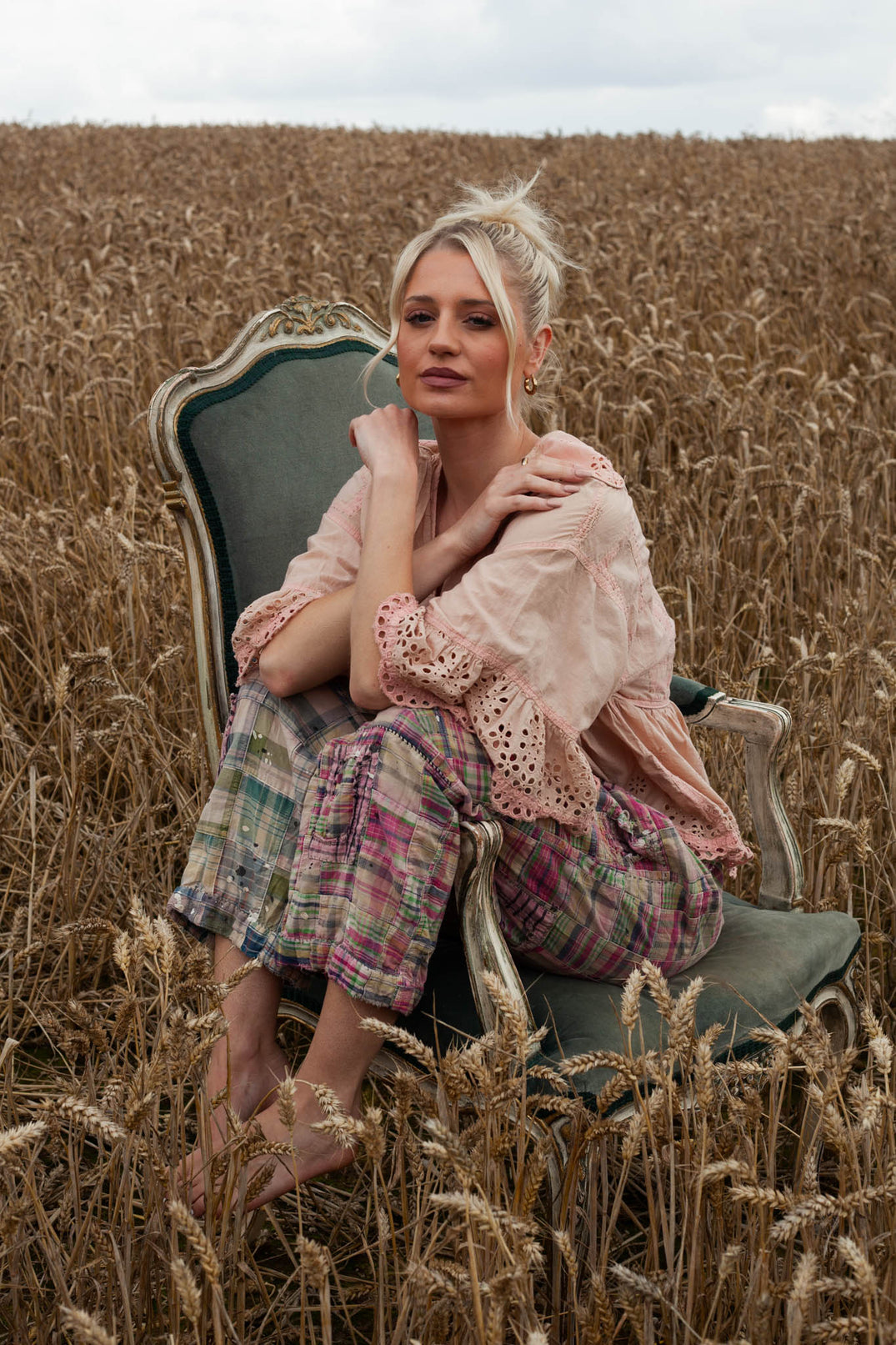 Patchwork Charmie Trousers in Madras Pink