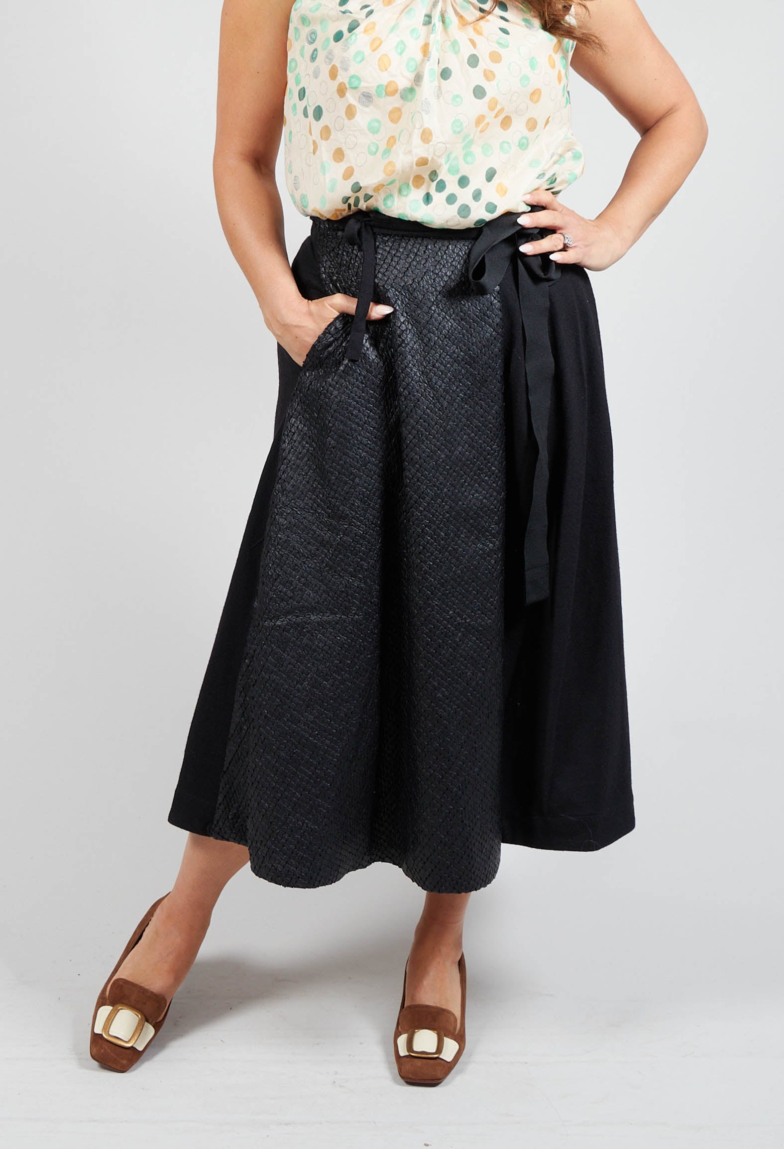 Black leather envelope skirt best sale