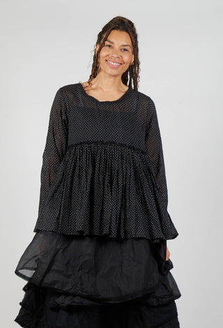 Jacinthe Top in Voile Pois Noir