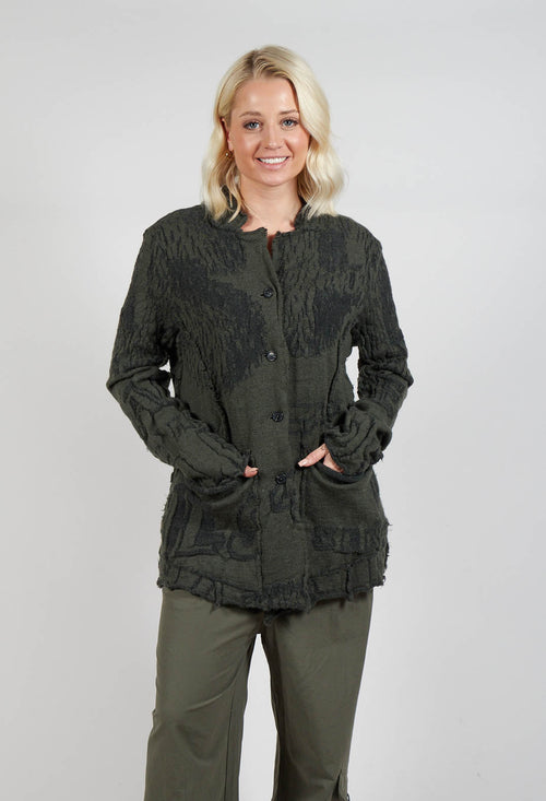 Jacket Style Cardigan in Jungle Jacquard