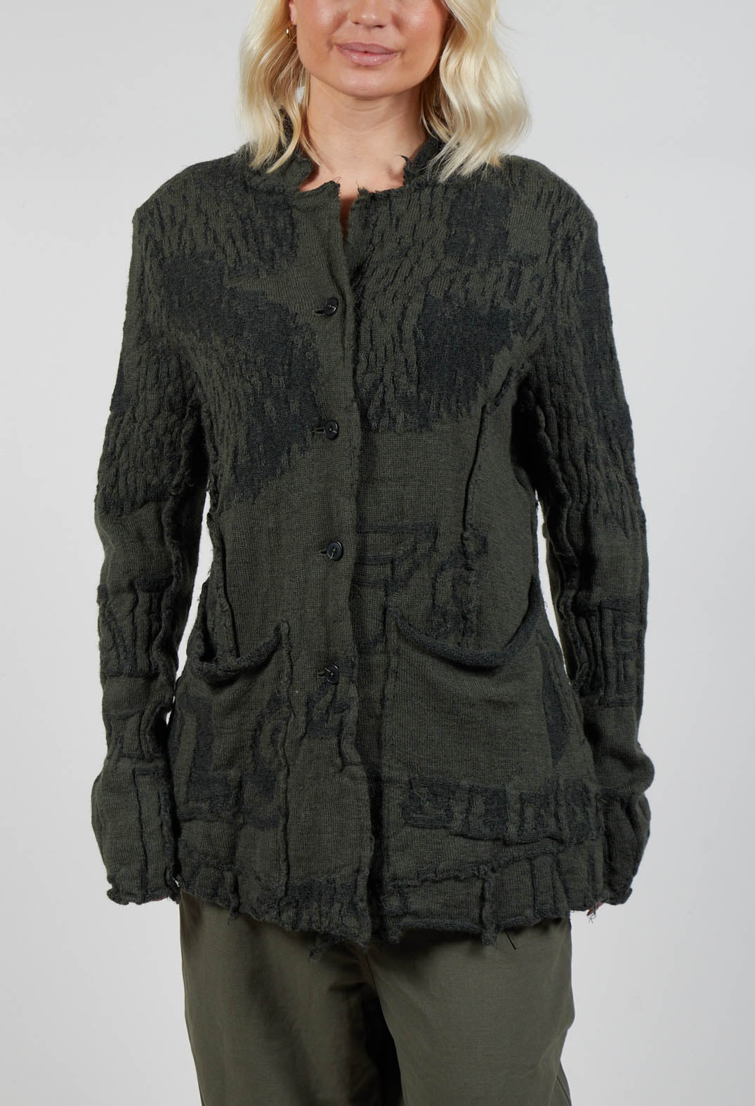 Jacket Style Cardigan in Jungle Jacquard