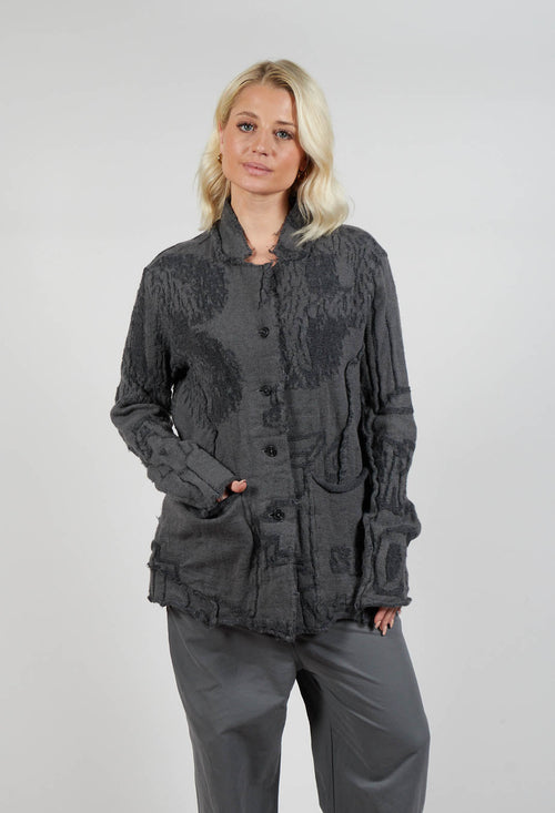 Jacket Style Cardigan in Rock Jacquard