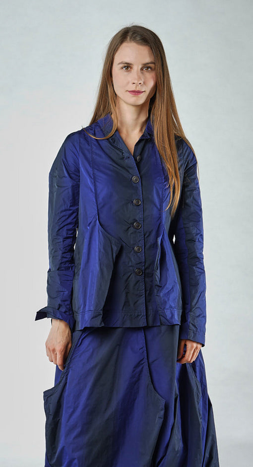 PRE-ORDER - Jacket with Feature Pleats in Black Navy