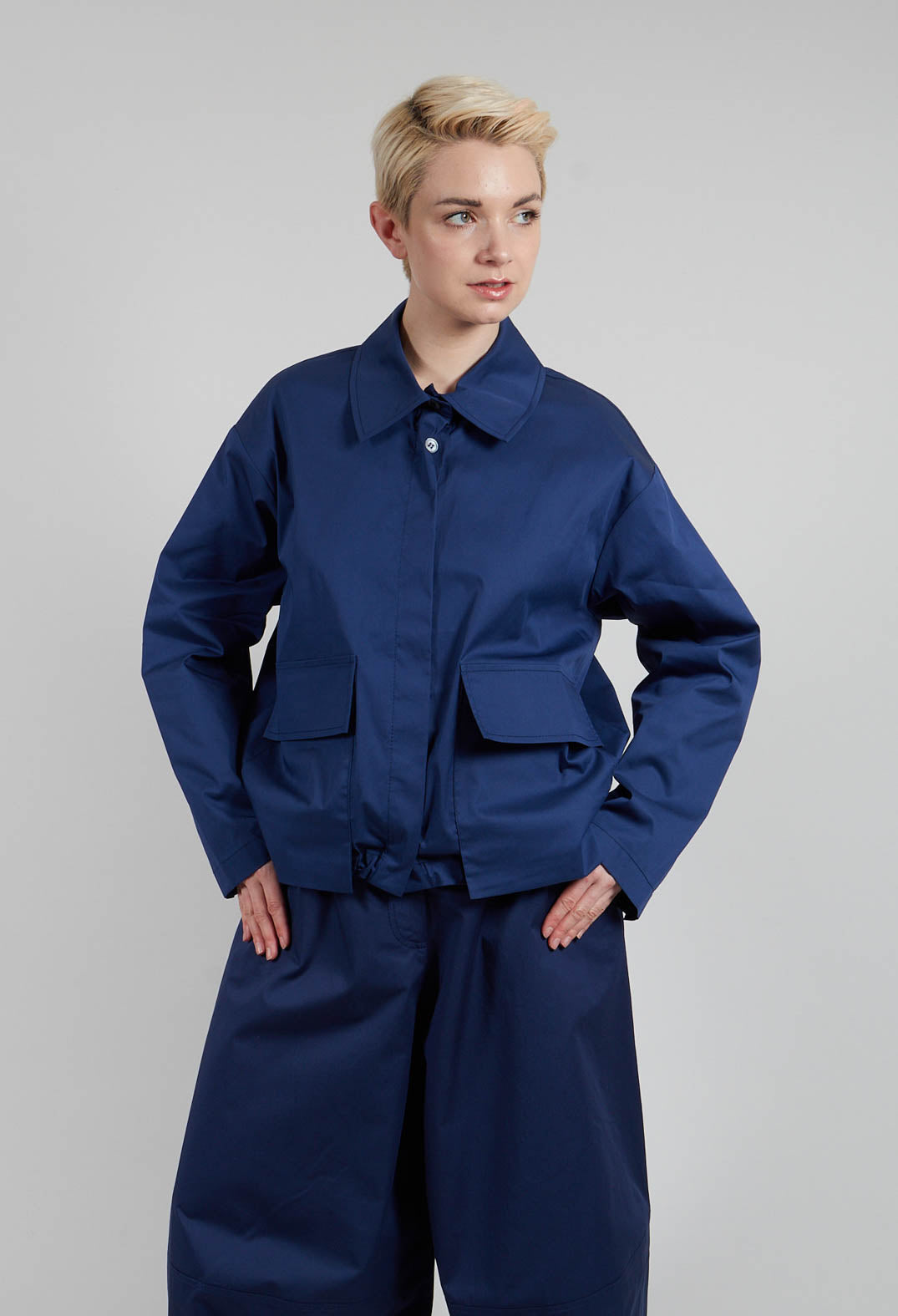 Jacket with Pockets in Azure Blue