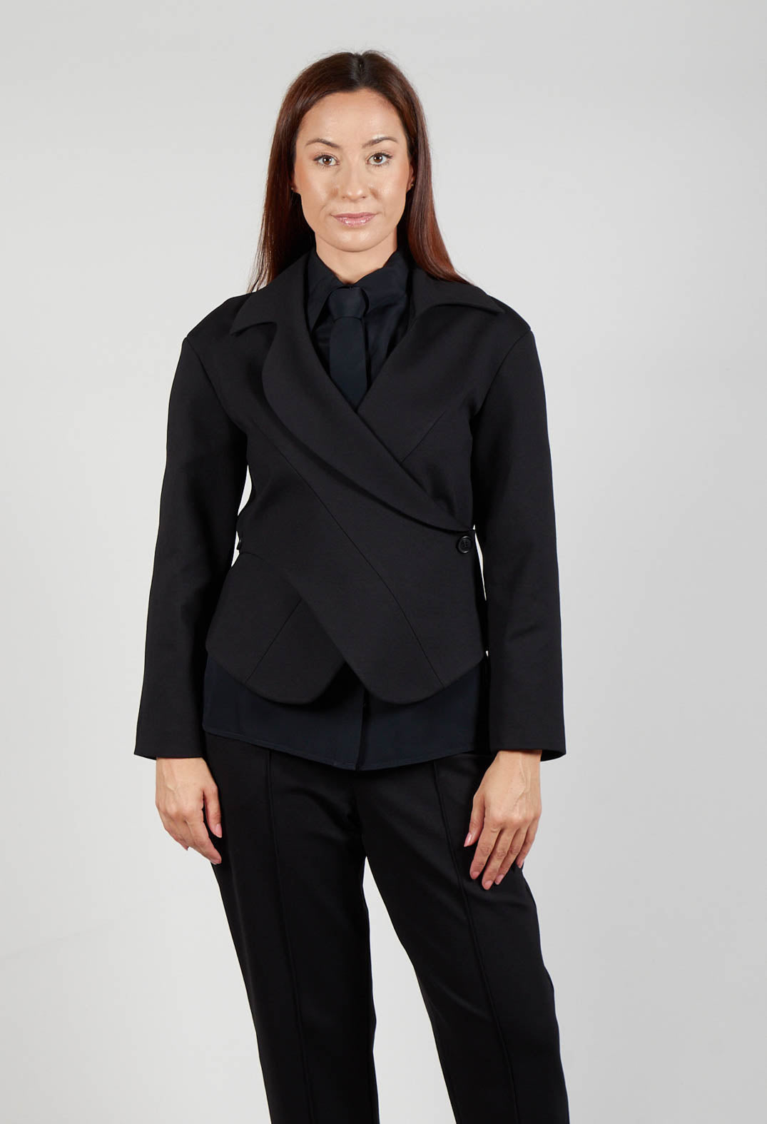 Jacket with Wrap Over Front in Nero