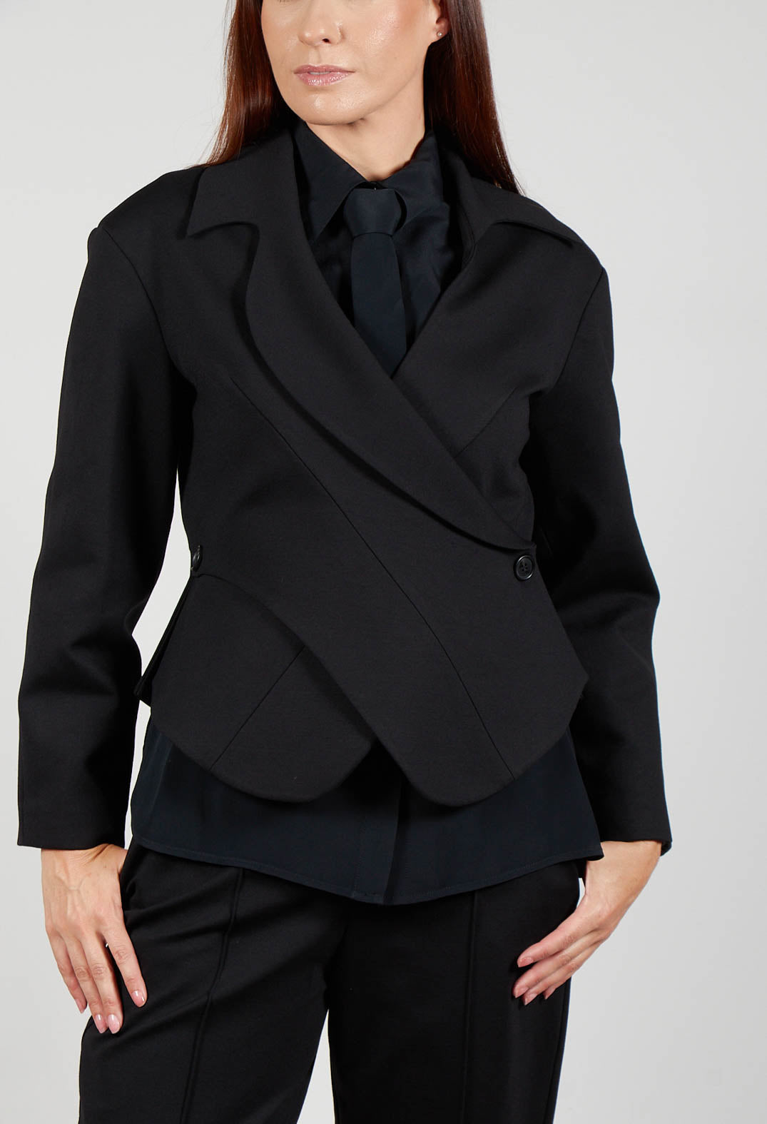 Jacket with Wrap Over Front in Nero