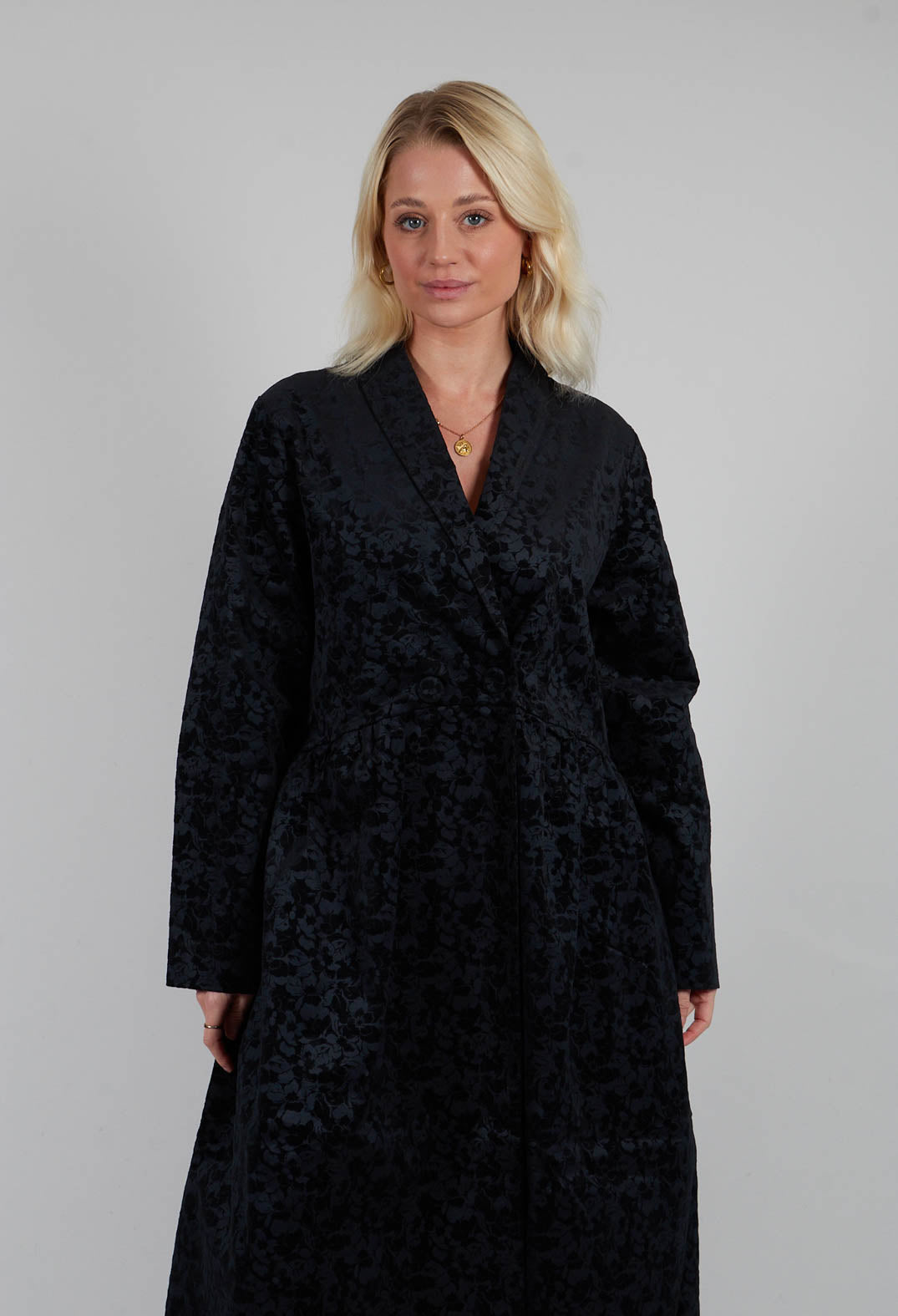 Jacquard Coat in Black