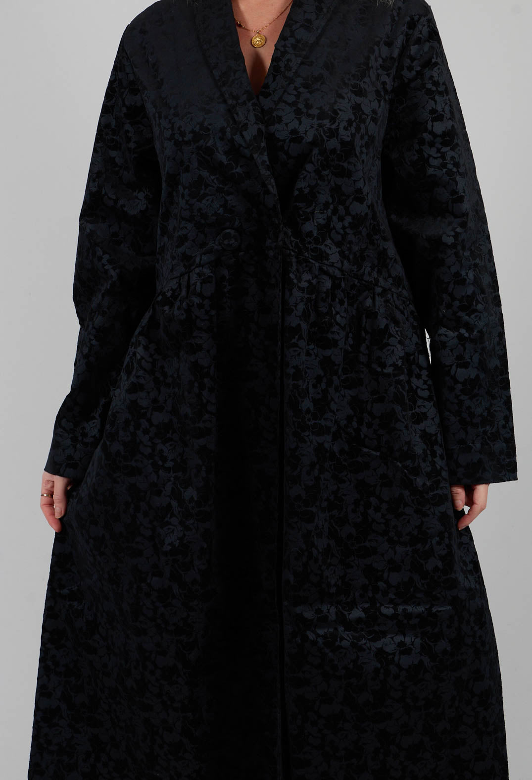 Jacquard Coat in Black