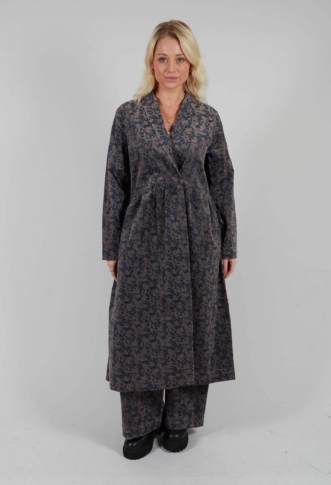 Jacquard Coat in Iron