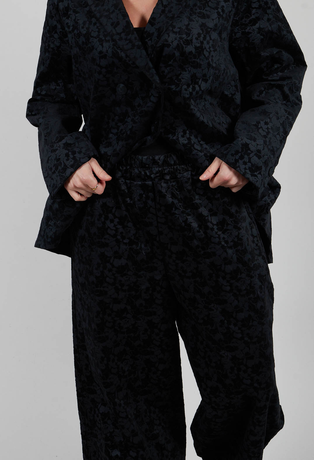 Jacquard Trousers in Black