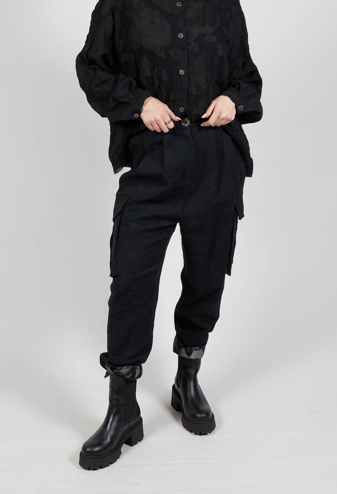 Jacquard Trousers in Riciclato Nero