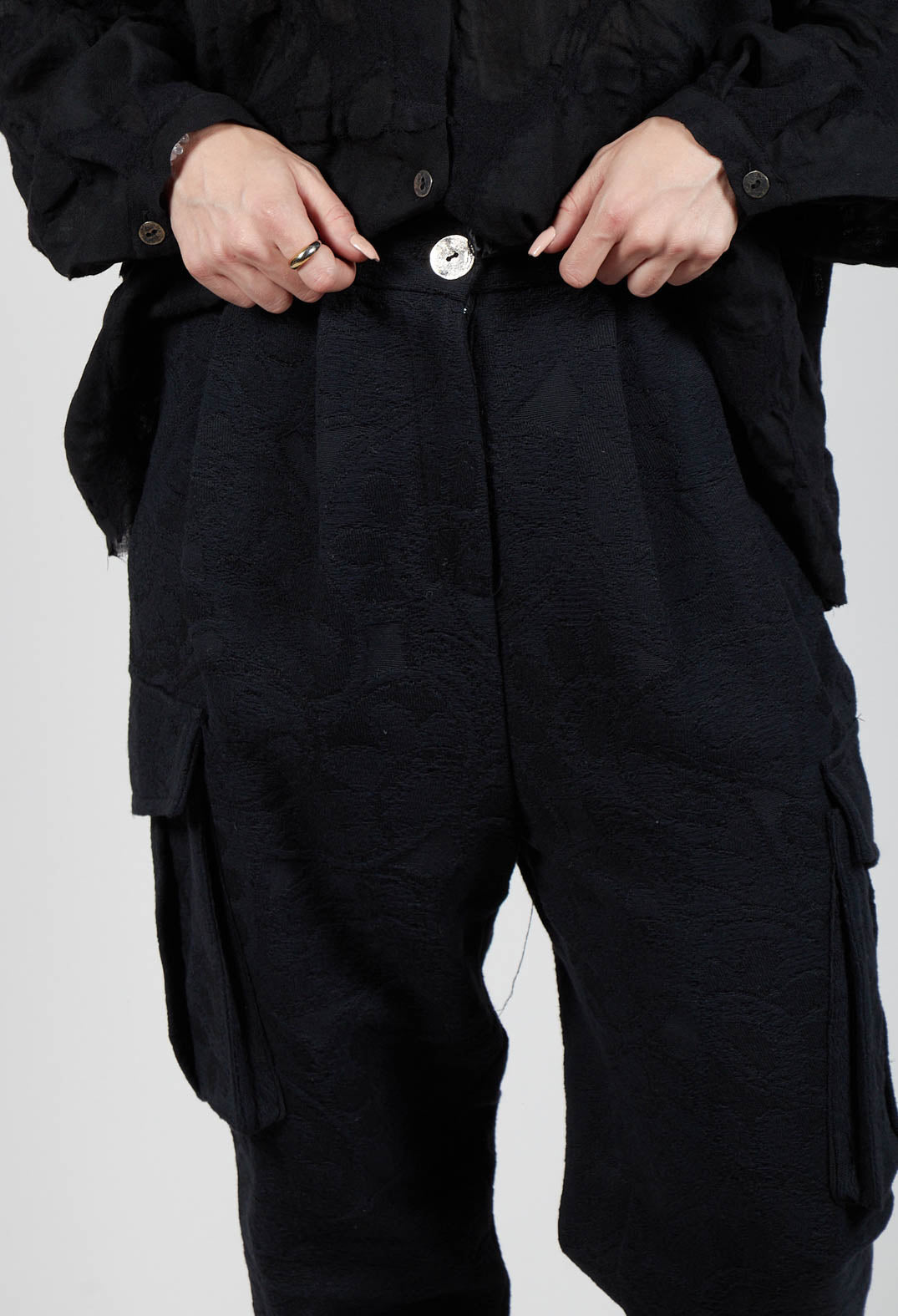 Jacquard Trousers in Riciclato Nero