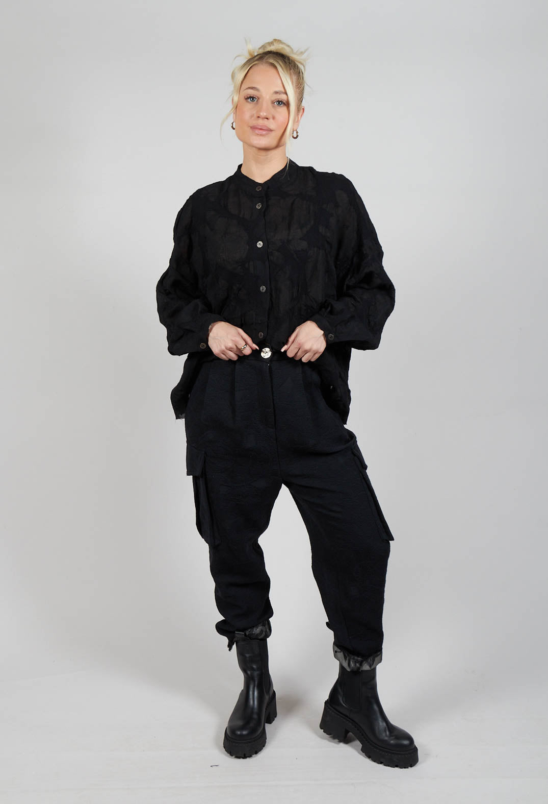 Jacquard Trousers in Riciclato Nero