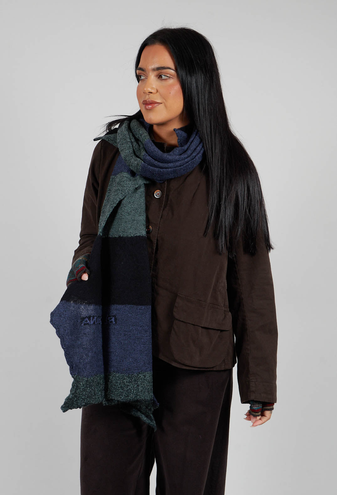 Jagged Wool Scarf in Deep Ocean