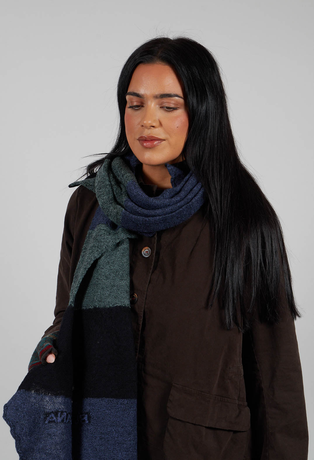 Jagged Wool Scarf in Deep Ocean