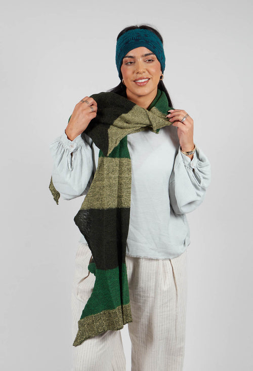 Jagged Wool Scarf in Deep Olive