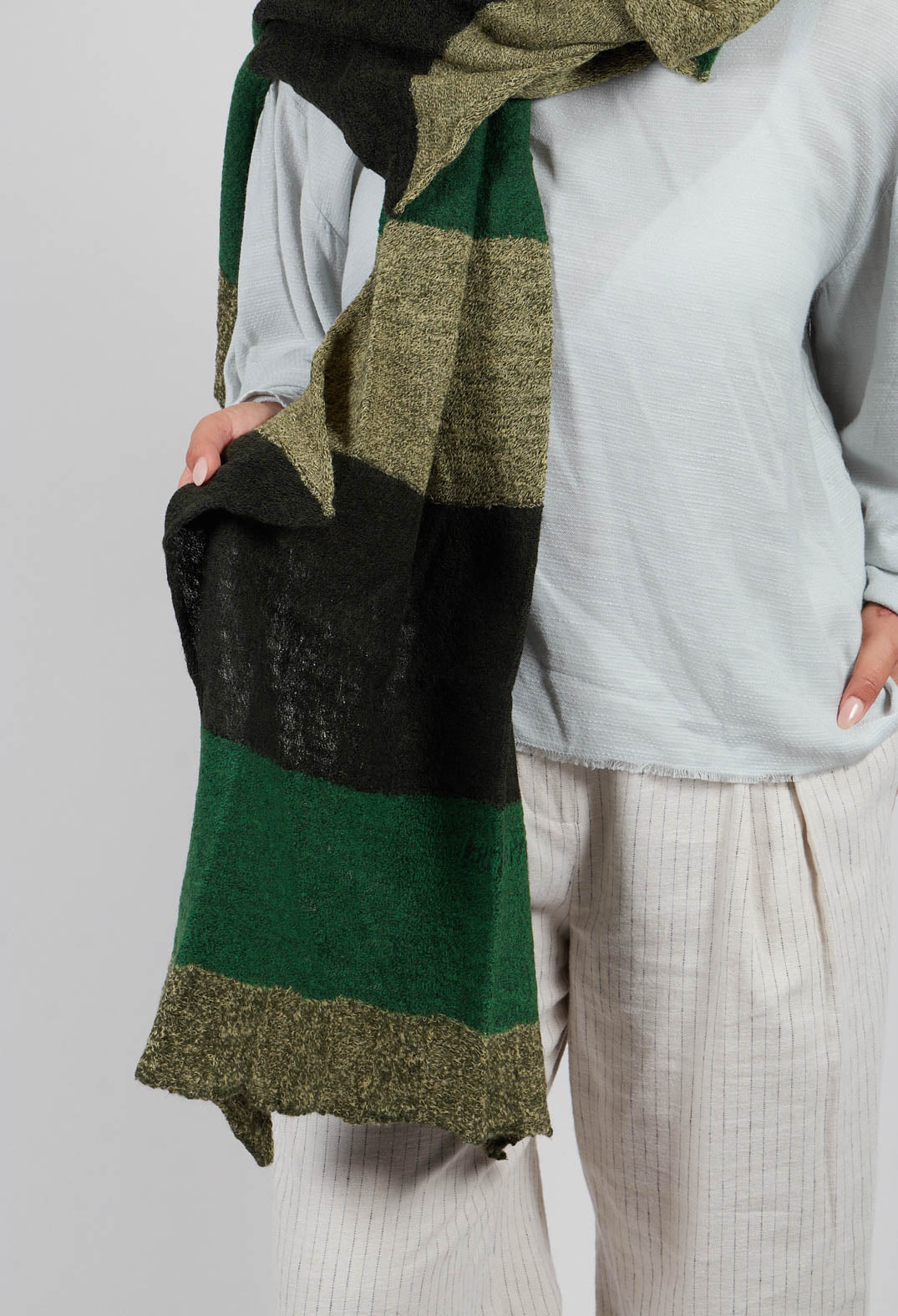 Jagged Wool Scarf in Deep Olive