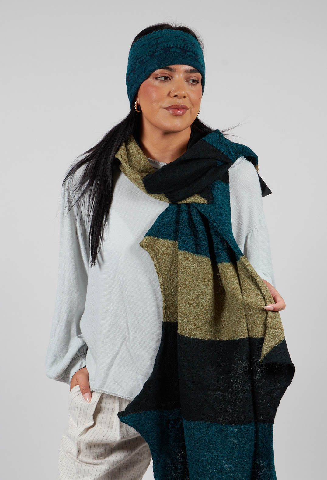 Jagged Wool Scarf in Deep Turquoise