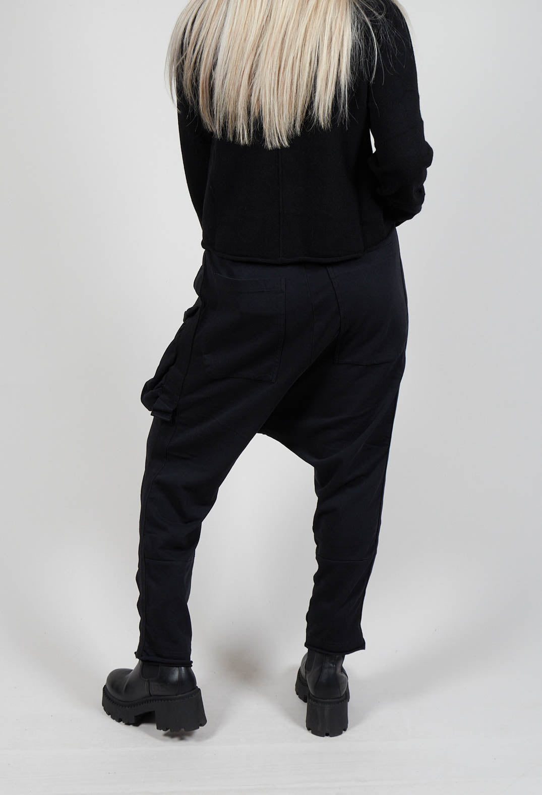 Jersey Joggers with Patch Pocket in Black