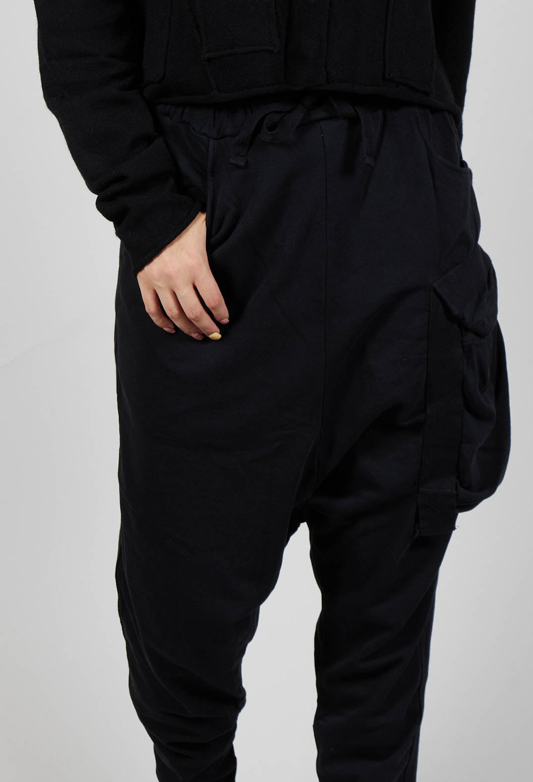 Jersey Joggers with Patch Pocket in Black