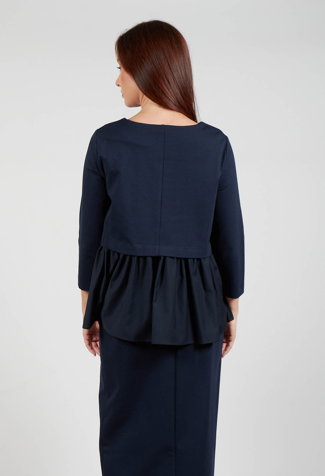 Jersey Top with Peplum Hem in Blue Nights and Dark Navy