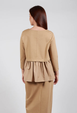 Jersey Top with Peplum Hem in Camel