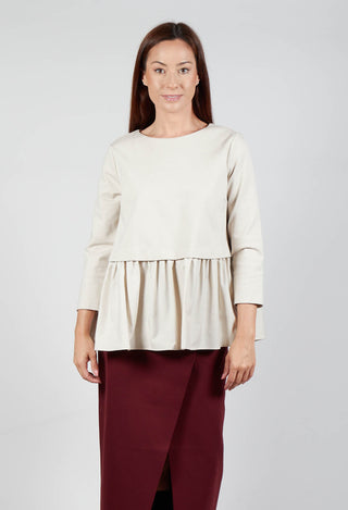 Jersey Top with Peplum Hem in Sandshell