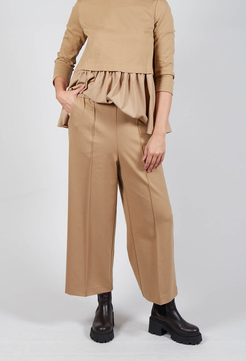 Jersey Wide Leg Trousers in Camel