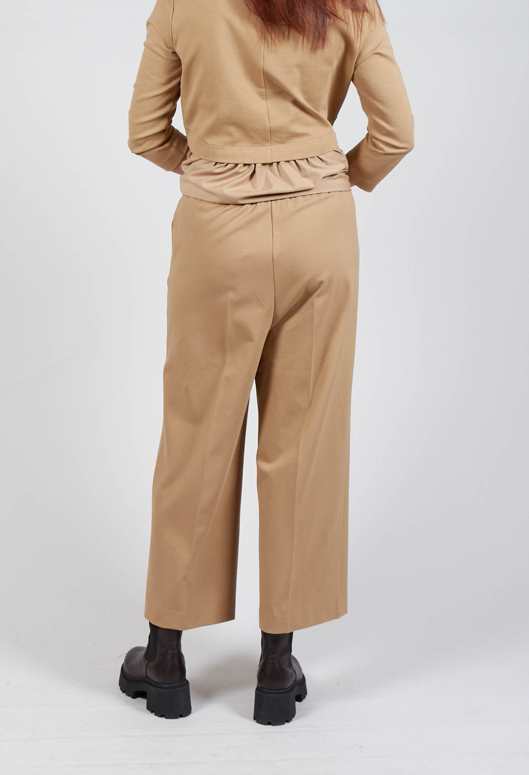 Jersey Wide Leg Trousers in Camel