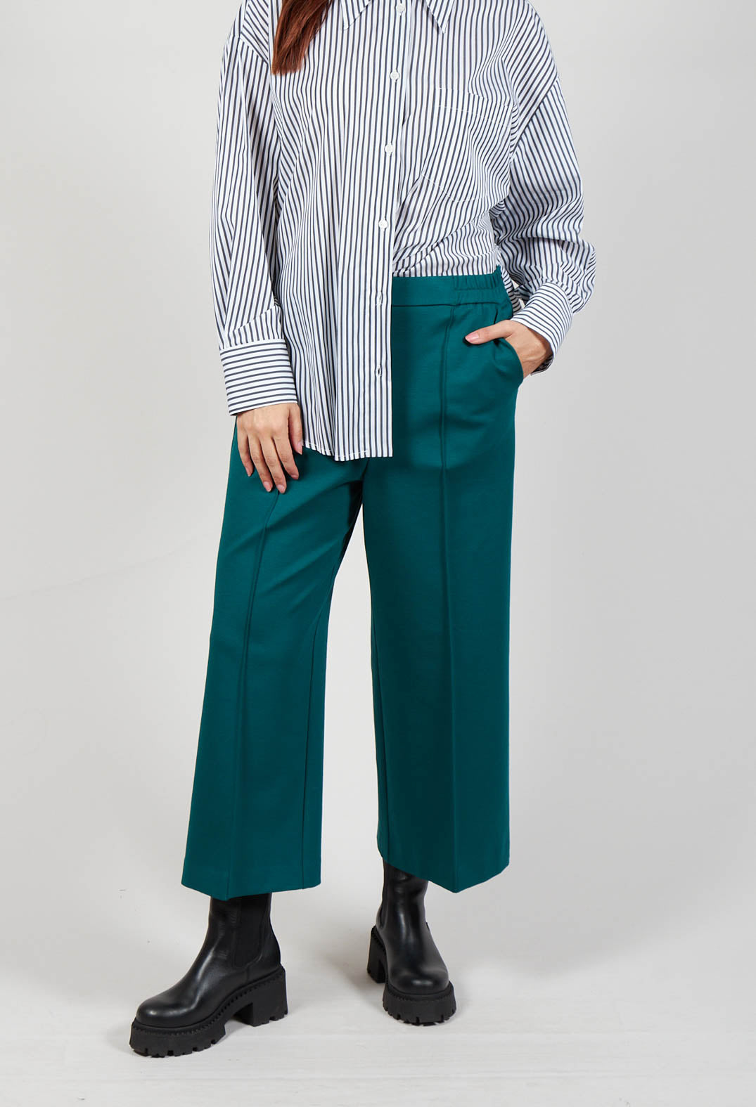 Jersey Wide Leg Trousers in Ottanio