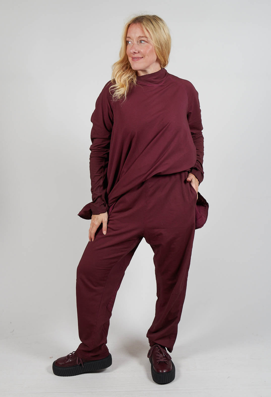 Jogger Trouser in Merlot Cloud