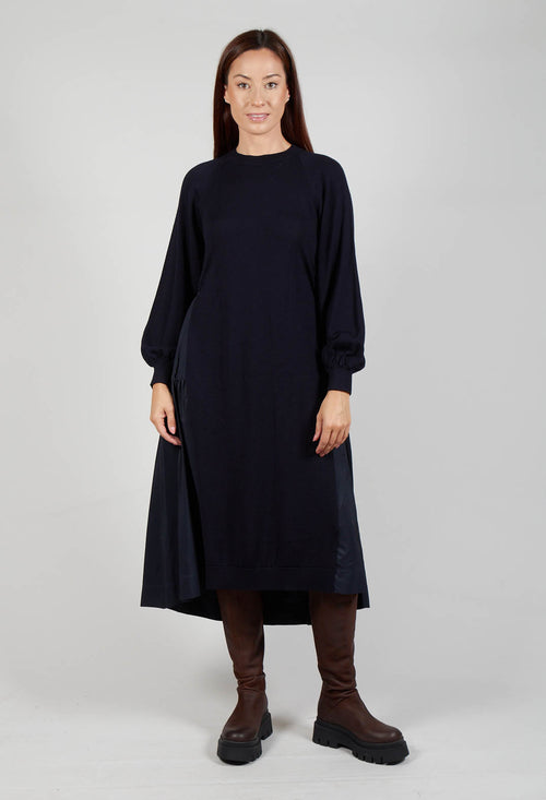 Jumper Dress with Contrasting Back in Dark Navy and Blue Night