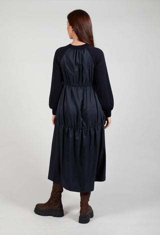 Jumper Dress with Contrasting Back in Dark Navy and Blue Night